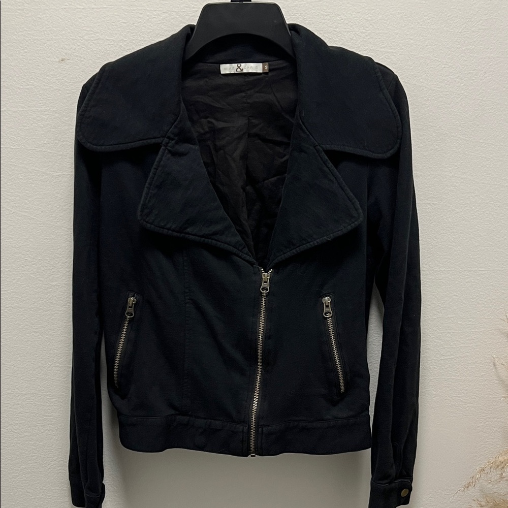 Mike & Chris Black Women's Sweatshirt Moto Style Jacket
